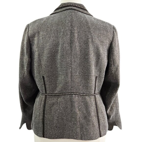 Coldwater Creek Brown Gray Herringbone Metallic Blazer Academia Preppy - Picture 2 of 9